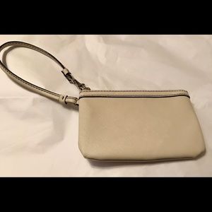 Off White Leather (Pleather?) Wristlet